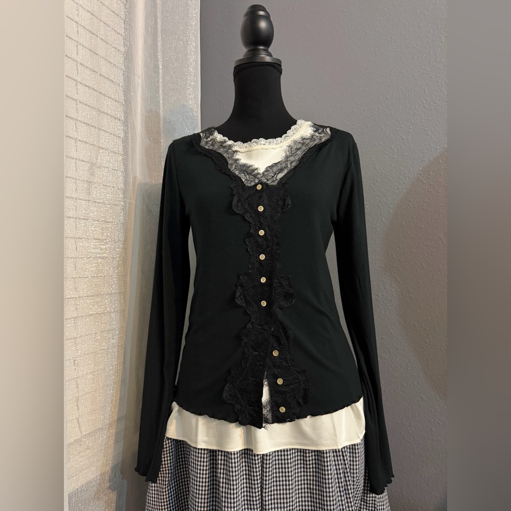 SOLD Like New J.Crew Black Lace Long Sleeve Cardigan – Size M